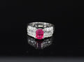 Rare 1.15ct GIA Emerald Cut Burma Ruby 0.56ct Diamond Platinum Ring Size 6.5