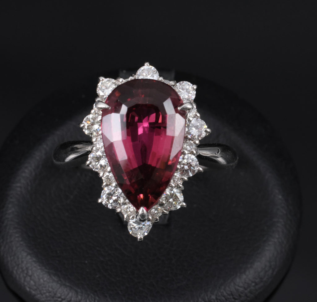 Fine 6.09ct Rubellite Tourmaline & 0.90ct Diamond Platinum Ring Size 8.25