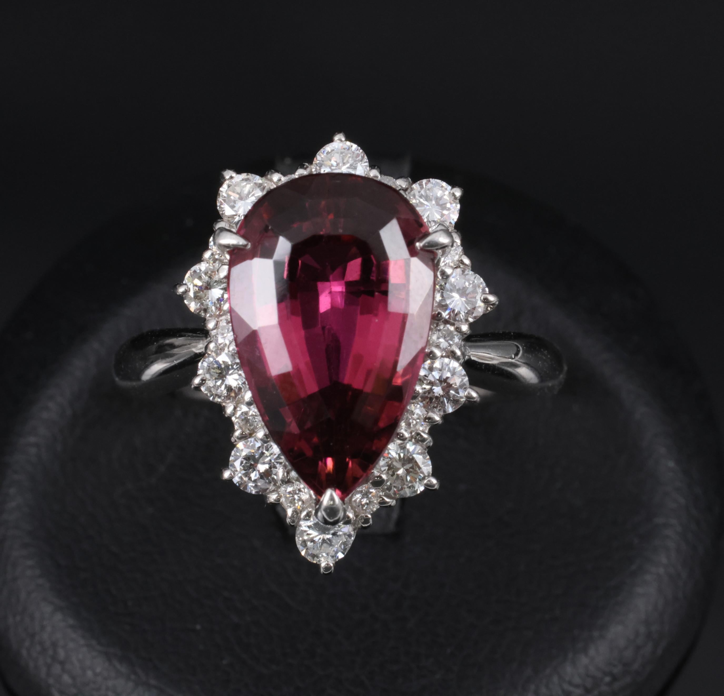 Fine 6.09ct Rubellite Tourmaline & 0.90ct Diamond Platinum Ring Size 8.25