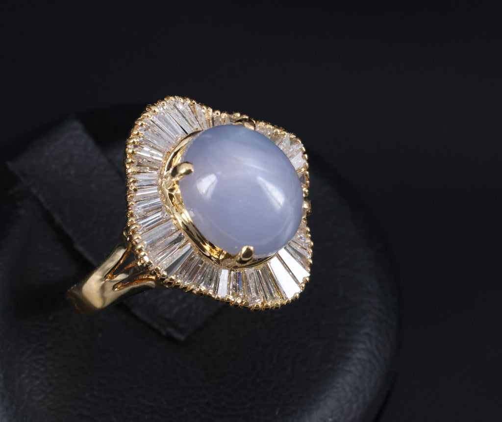 5.45ct Natural Untreated Star Sapphire & 1.00ct Diamond 18K Gold Ring, Size 6.25