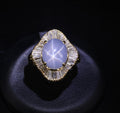 5.45ct Natural Untreated Star Sapphire & 1.00ct Diamond 18K Gold Ring, Size 6.25
