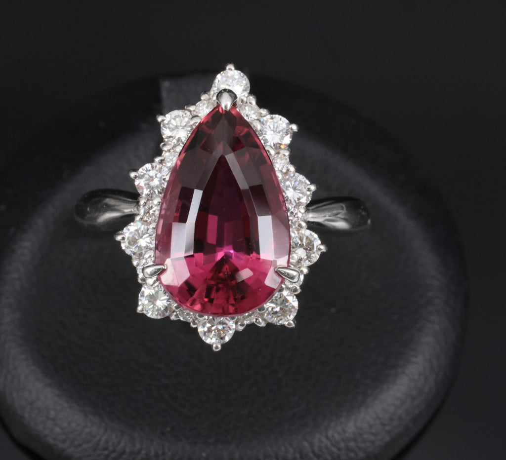 Fine 6.09ct Rubellite Tourmaline & 0.90ct Diamond Platinum Ring Size 8.25