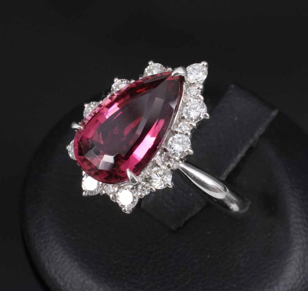 Fine 6.09ct Rubellite Tourmaline & 0.90ct Diamond Platinum Ring Size 8.25