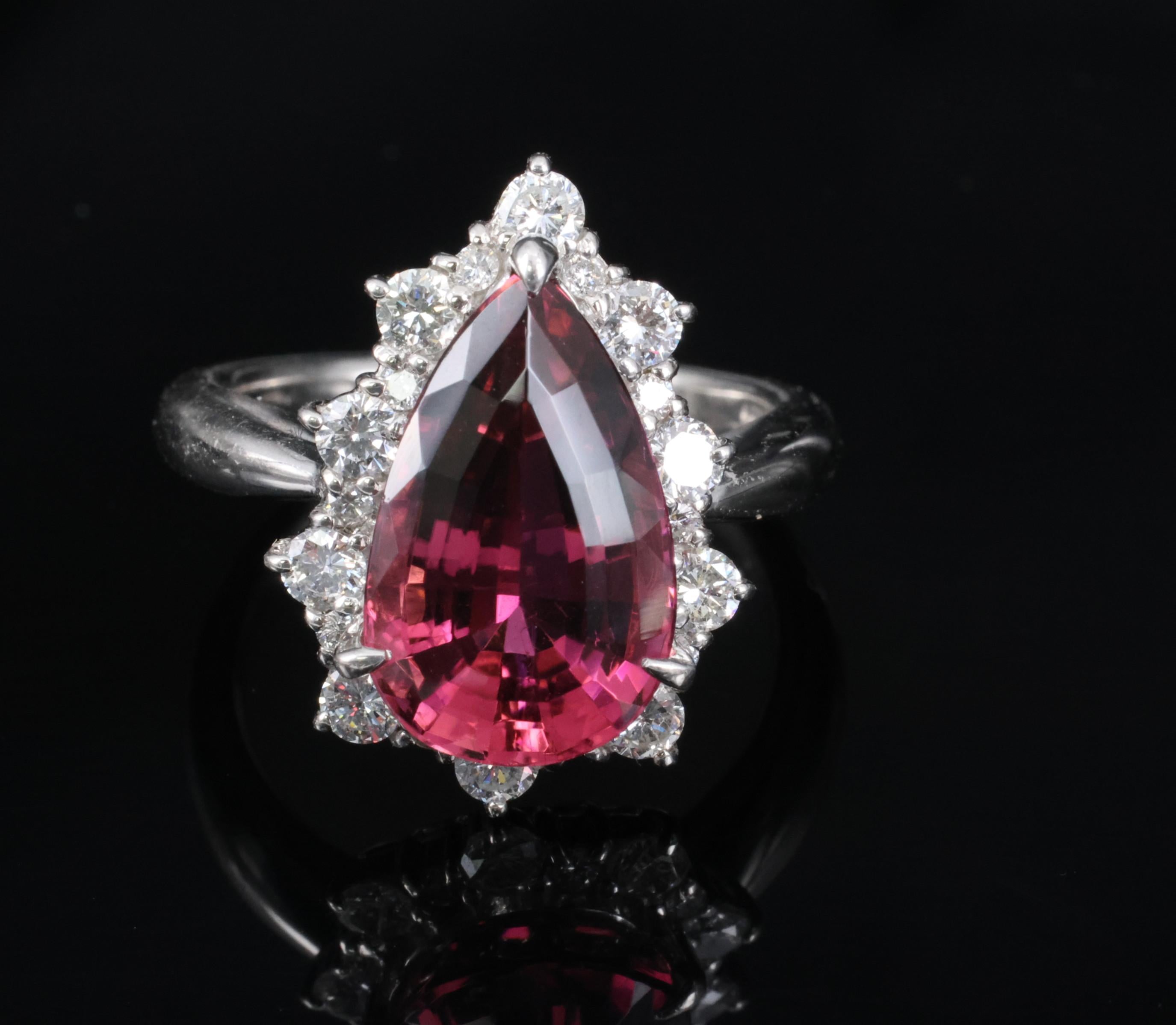 Fine 6.09ct Rubellite Tourmaline & 0.90ct Diamond Platinum Ring Size 8.25