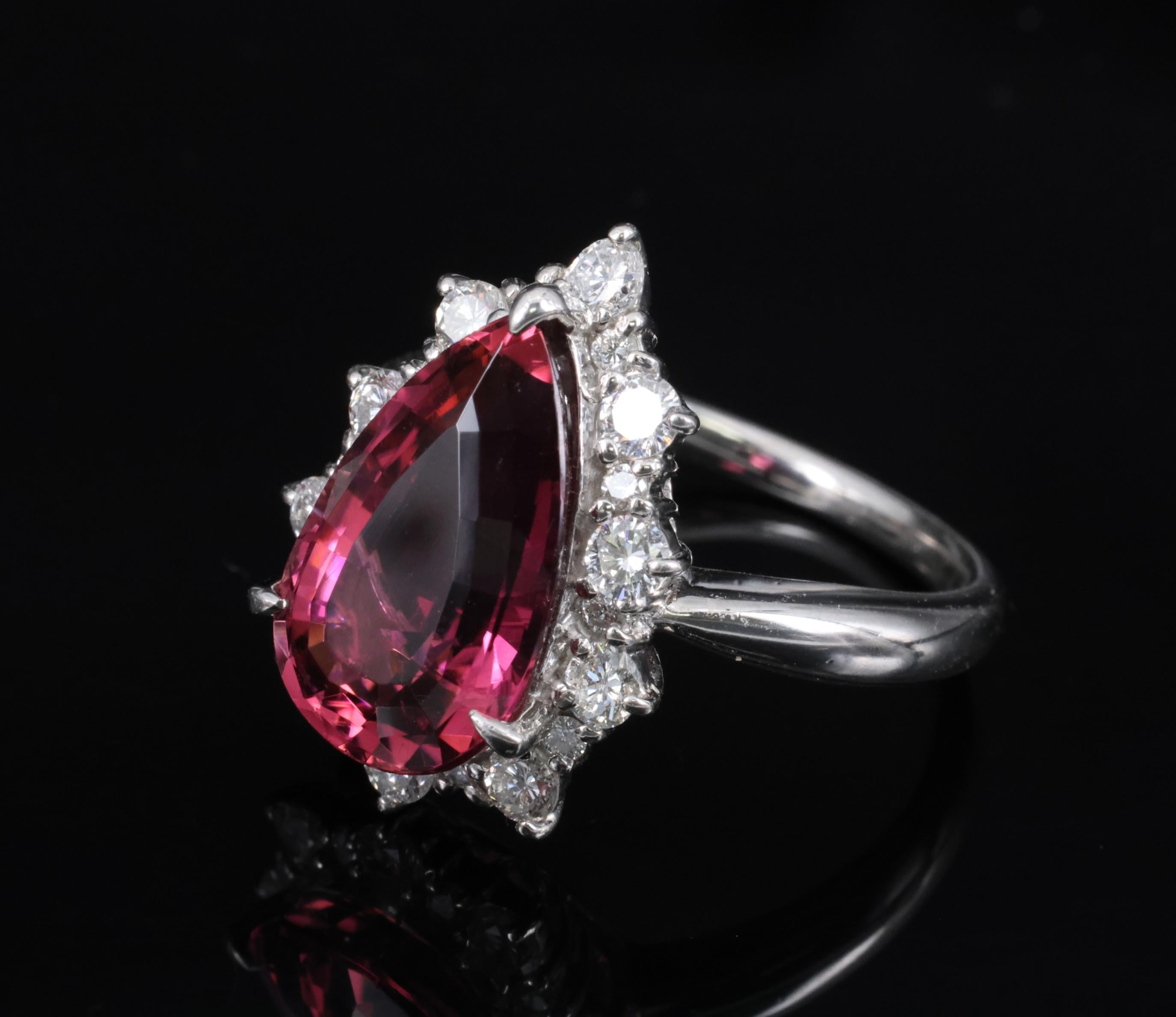 Fine 6.09ct Rubellite Tourmaline & 0.90ct Diamond Platinum Ring Size 8.25