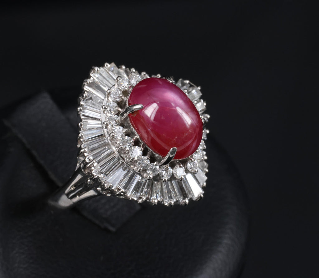 Rare 5.50ct AIGS Burma No Heat Star Ruby 1.45ct Diamond Platinum Ring Size 7.25