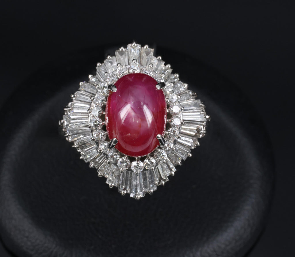 Rare 5.50ct AIGS Burma No Heat Star Ruby 1.45ct Diamond Platinum Ring Size 7.25