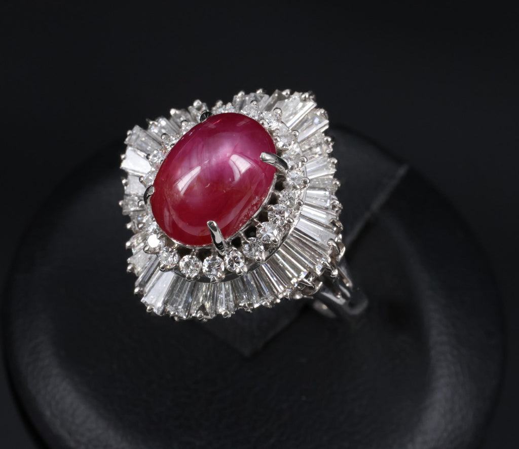 Rare 5.50ct AIGS Burma No Heat Star Ruby 1.45ct Diamond Platinum Ring Size 7.25
