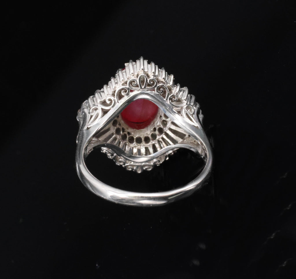 Rare 5.50ct AIGS Burma No Heat Star Ruby 1.45ct Diamond Platinum Ring Size 7.25