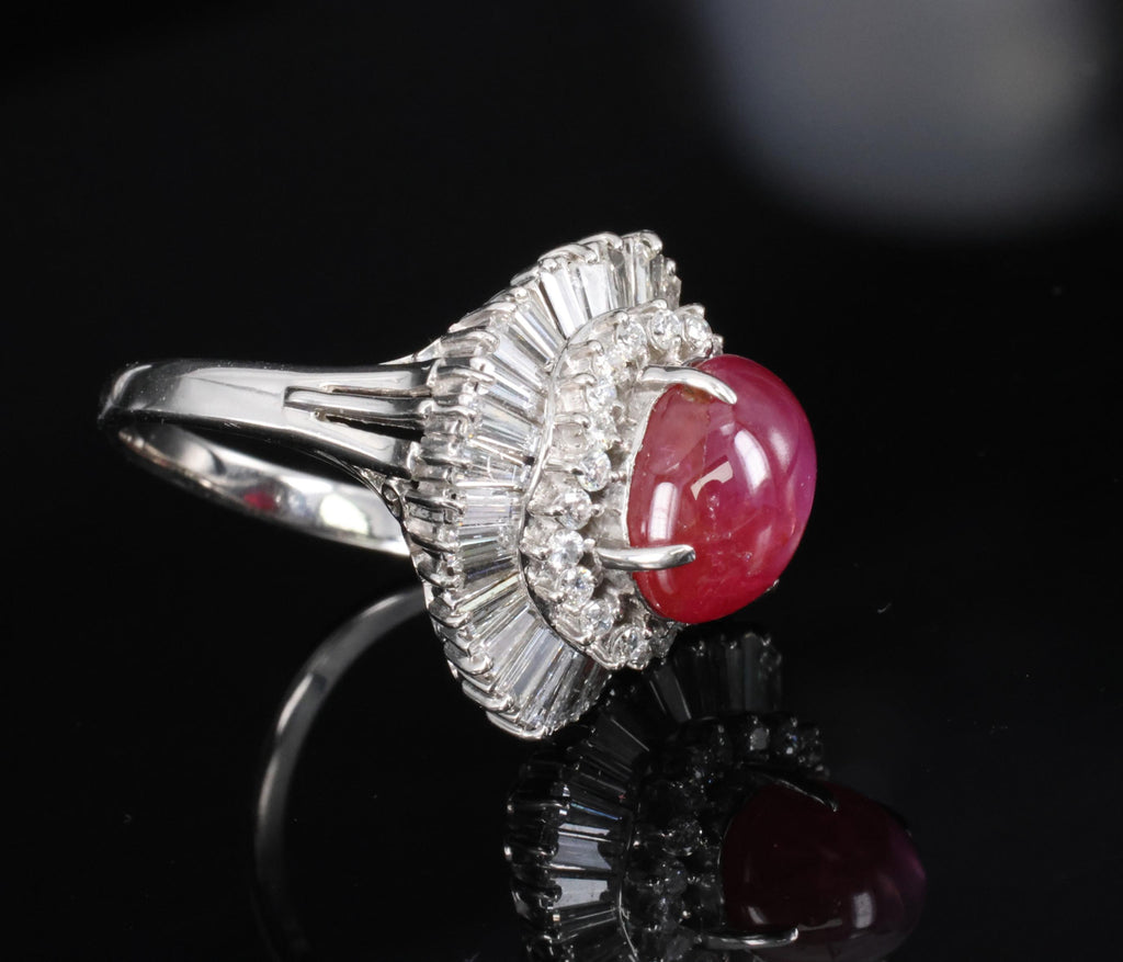 Rare 5.50ct AIGS Burma No Heat Star Ruby 1.45ct Diamond Platinum Ring Size 7.25