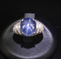 11.32ct Natural Untreated Star Sapphire & 0.56ct Diamond Platinum Ring, Size 5