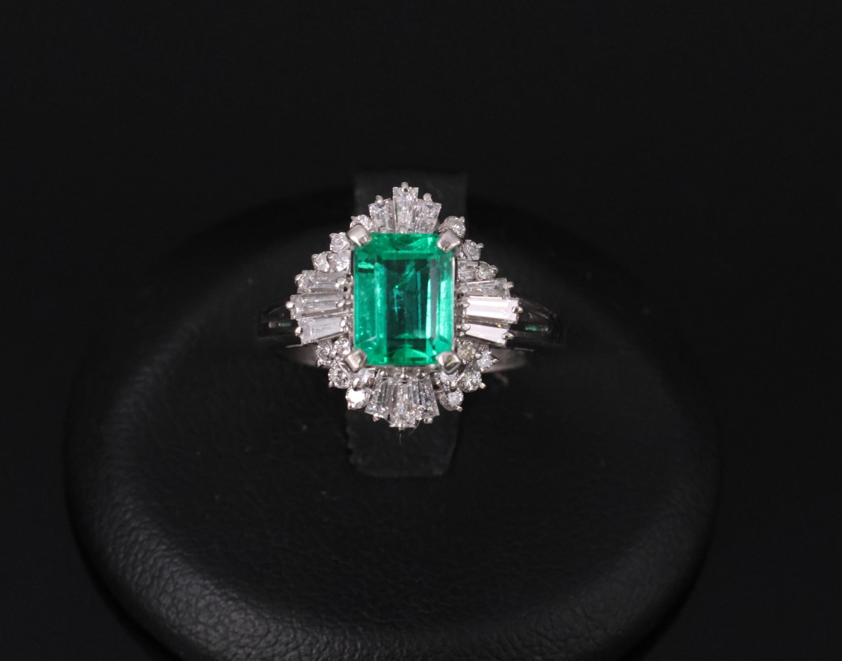 Fine 1.36ct GIA Certified Colombian Emerald 0.75ct Diamond Platinum Ring Size 5
