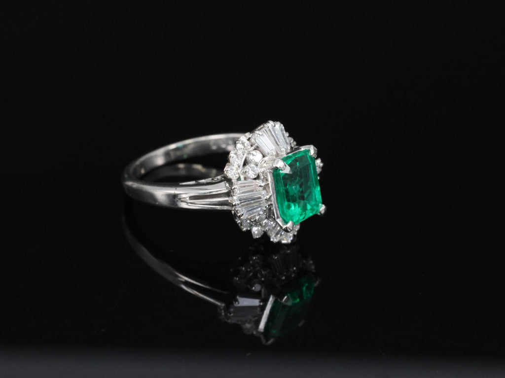 Fine 1.36ct GIA Certified Colombian Emerald 0.75ct Diamond Platinum Ring Size 5