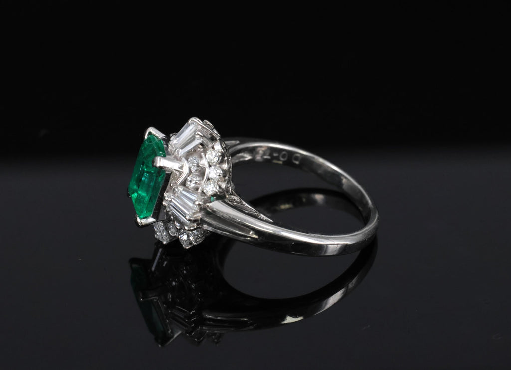 Fine 1.36ct GIA Certified Colombian Emerald 0.75ct Diamond Platinum Ring Size 5