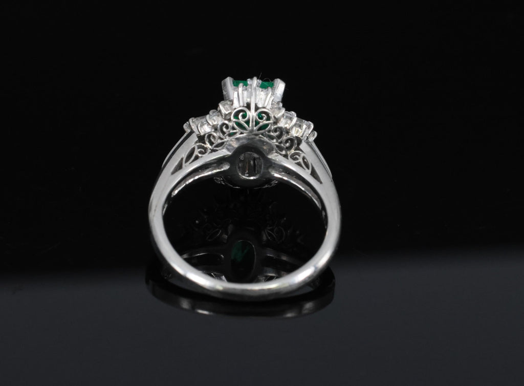 Fine 1.36ct GIA Certified Colombian Emerald 0.75ct Diamond Platinum Ring Size 5