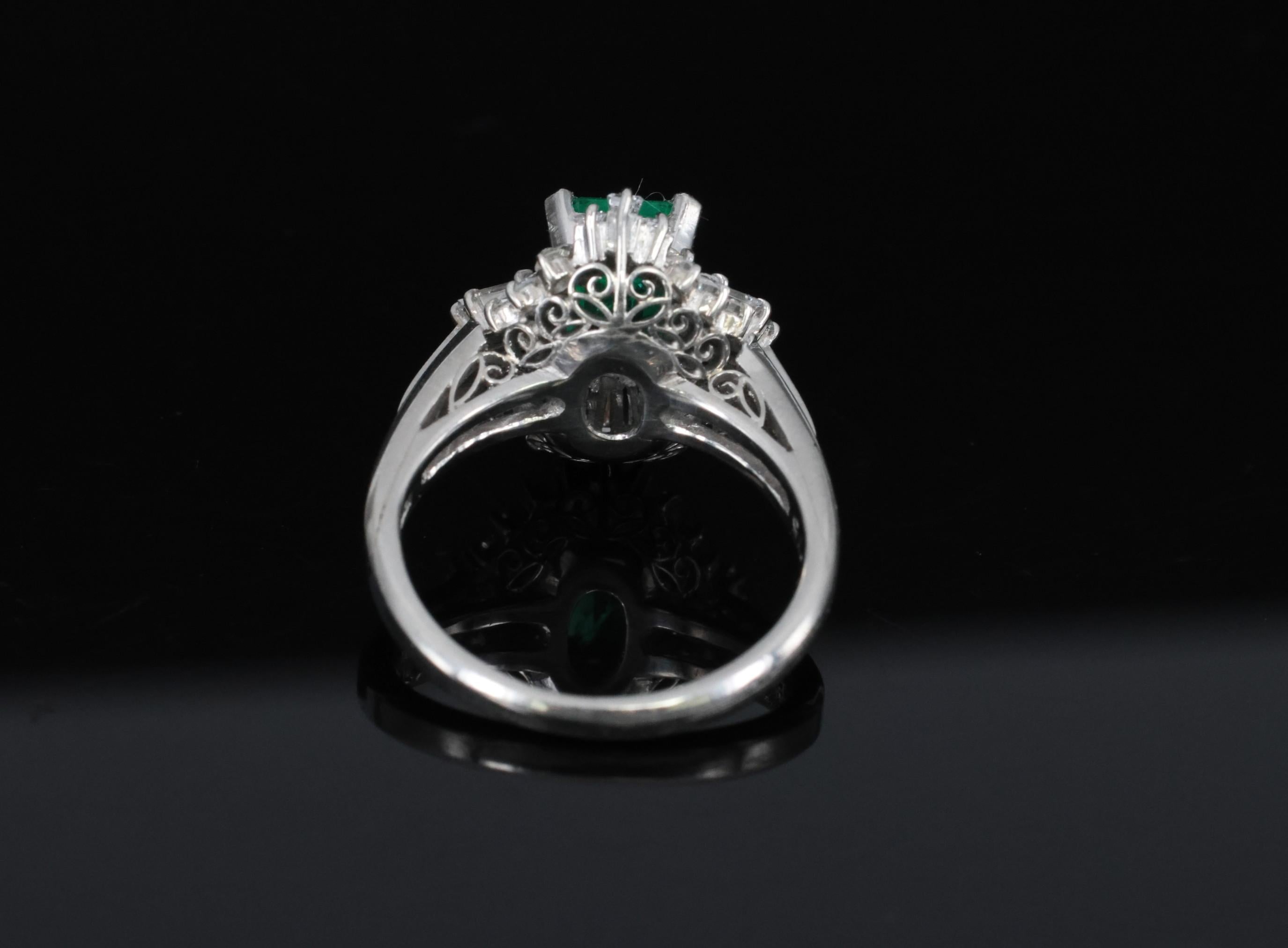 Fine 1.36ct GIA Certified Colombian Emerald 0.75ct Diamond Platinum Ring Size 5