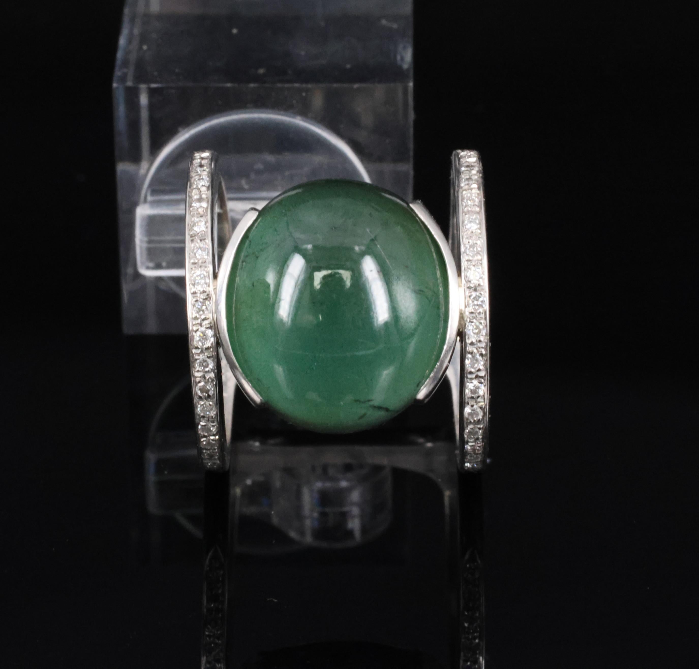 11.61ct Natural Green Tourmaline & 0.18ct Diamond Platinum Ring Size 6.5