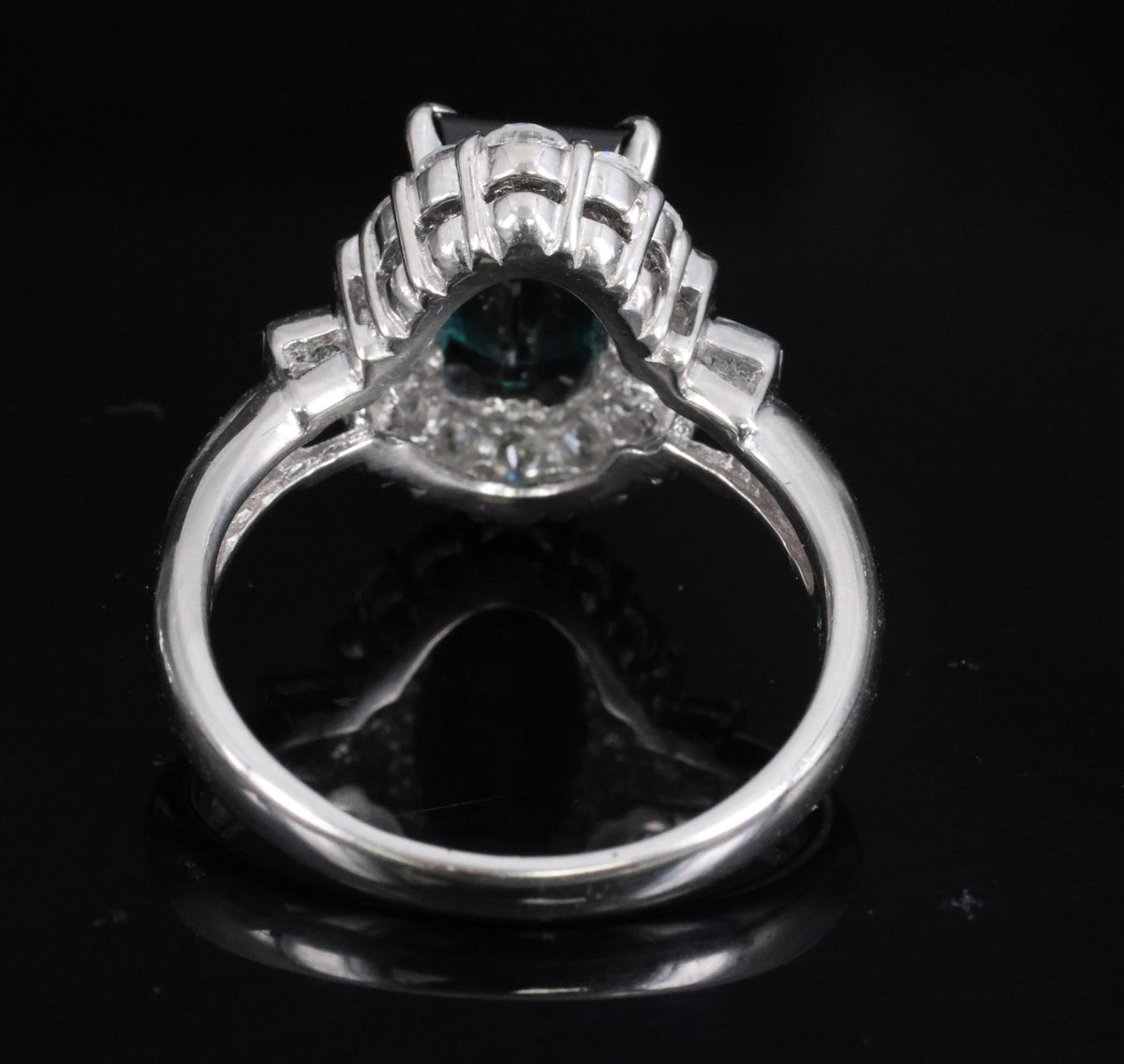 2.61ct Natural Indicolite Tourmaline & 0.77ct Diamond Platinum Ring, Size 7.75