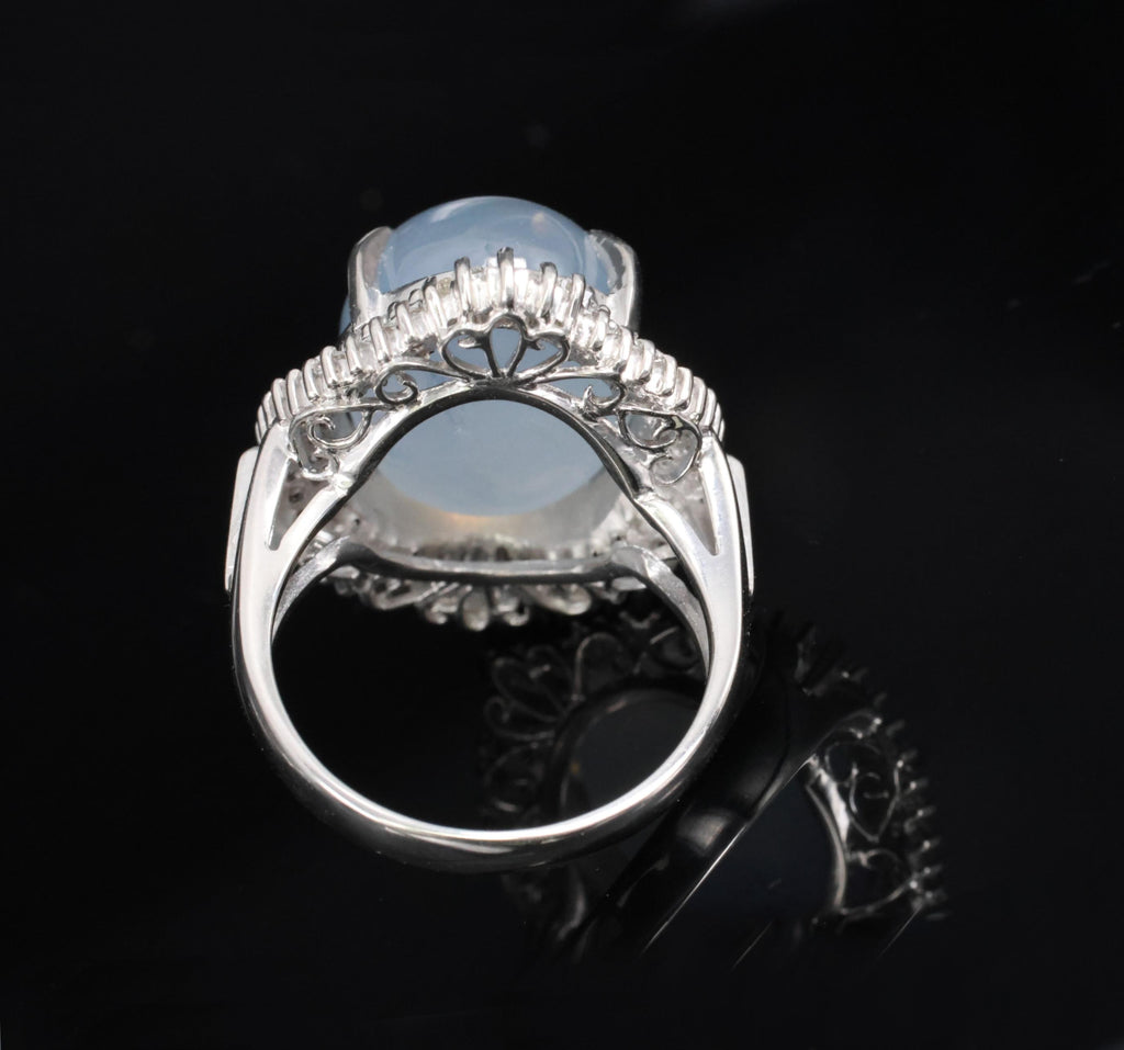 Rare 22.72ct Natural Blue Star Sapphire & 0.74ct Diamond Platinum Ring Size 6.25