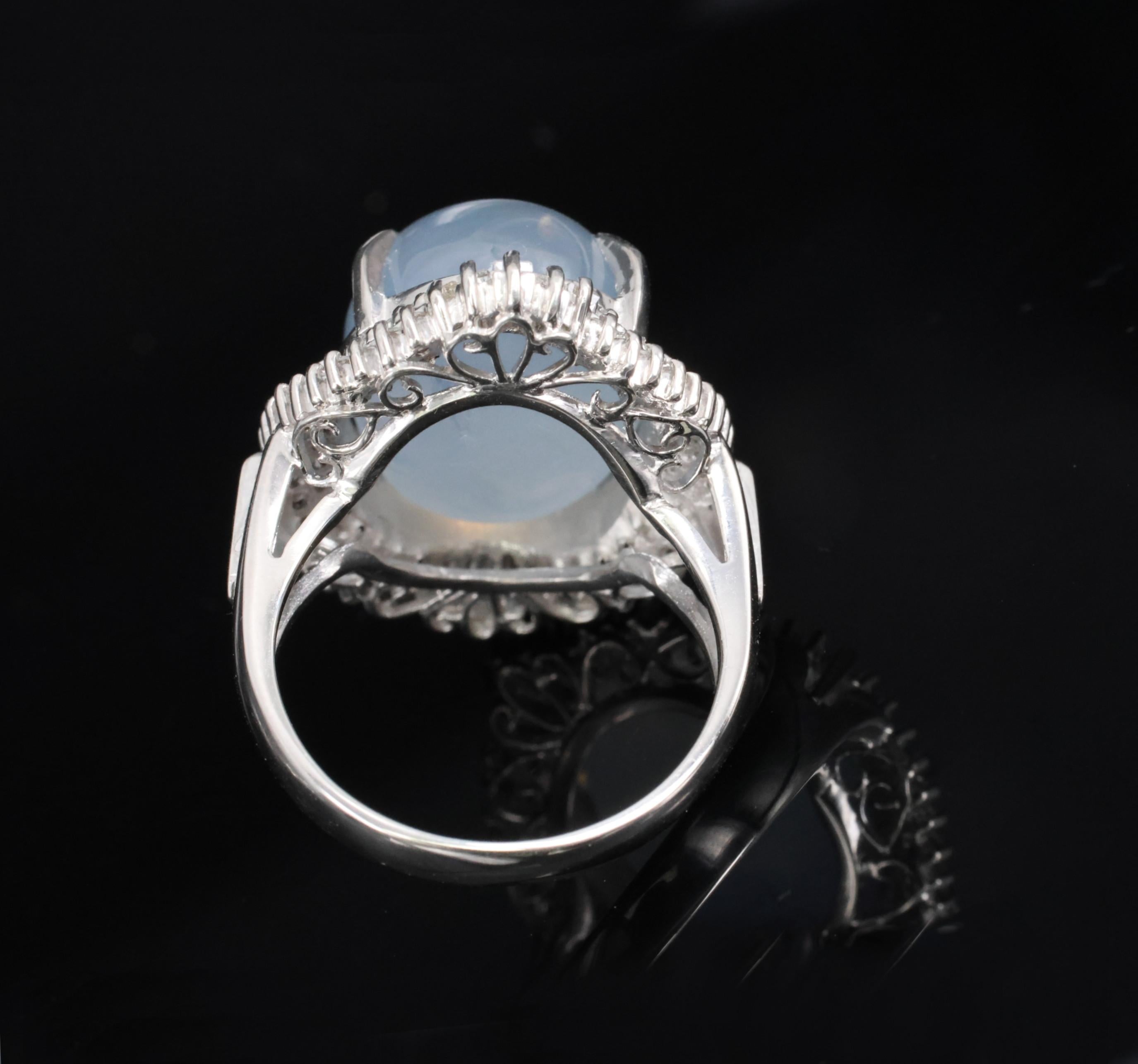 Rare 22.72ct Natural Blue Star Sapphire & 0.74ct Diamond Platinum Ring Size 6.25