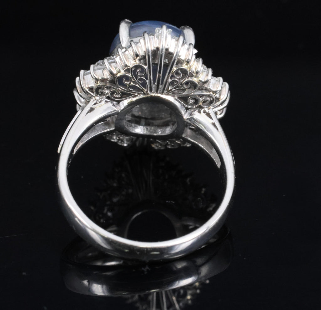 7.62ct Natural Untreated Star Sapphire & 1.48ct Diamond Platinum Ring, Size 5.5