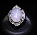 Rare 22.72ct Natural Blue Star Sapphire & 0.74ct Diamond Platinum Ring Size 6.25