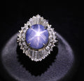 7.62ct Natural Untreated Star Sapphire & 1.48ct Diamond Platinum Ring, Size 5.5