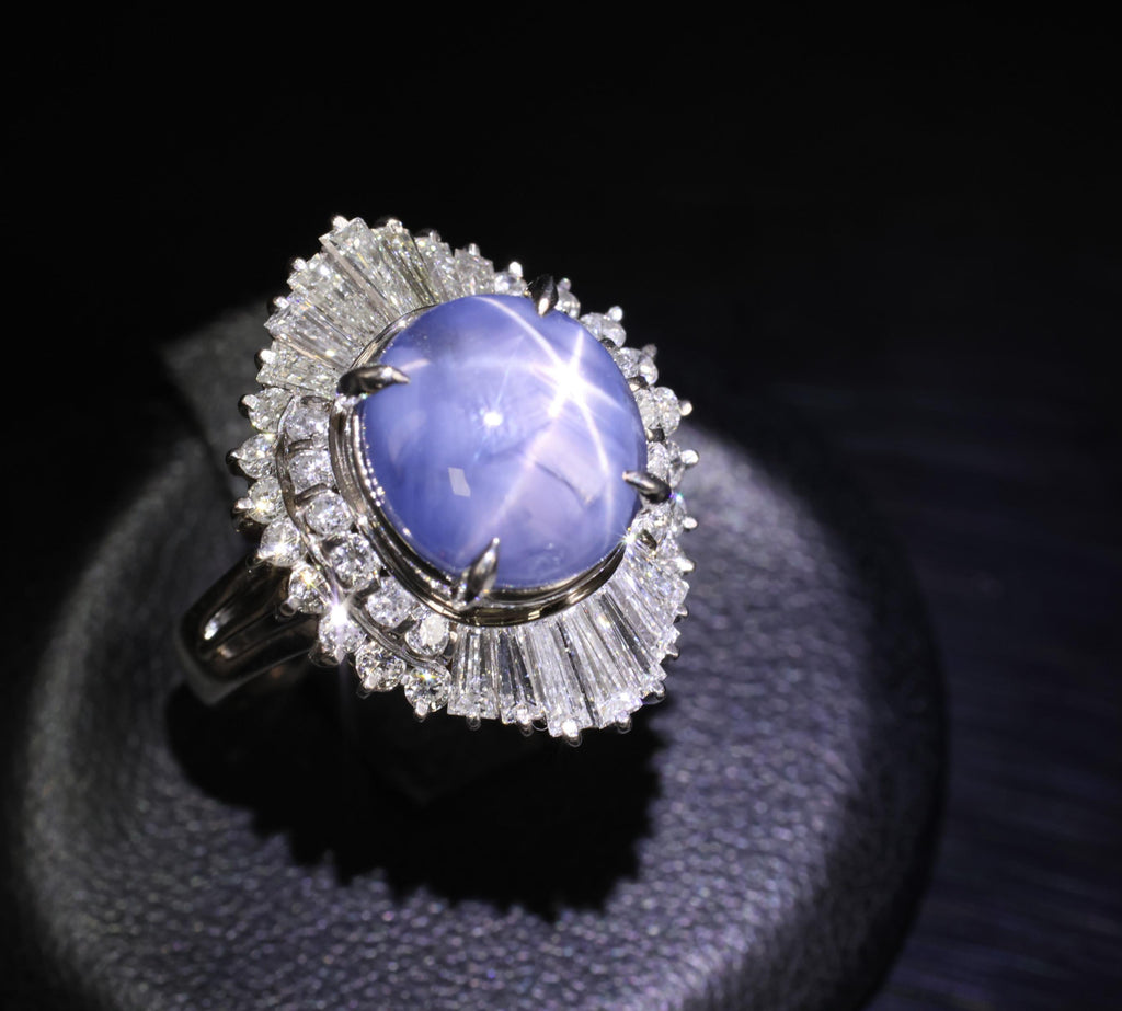 7.62ct Natural Untreated Star Sapphire & 1.48ct Diamond Platinum Ring, Size 5.5