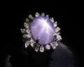 14.35ct Natural Purple Star Sapphire & 0.66ct Diamond Platinum Ring, Size 5.25