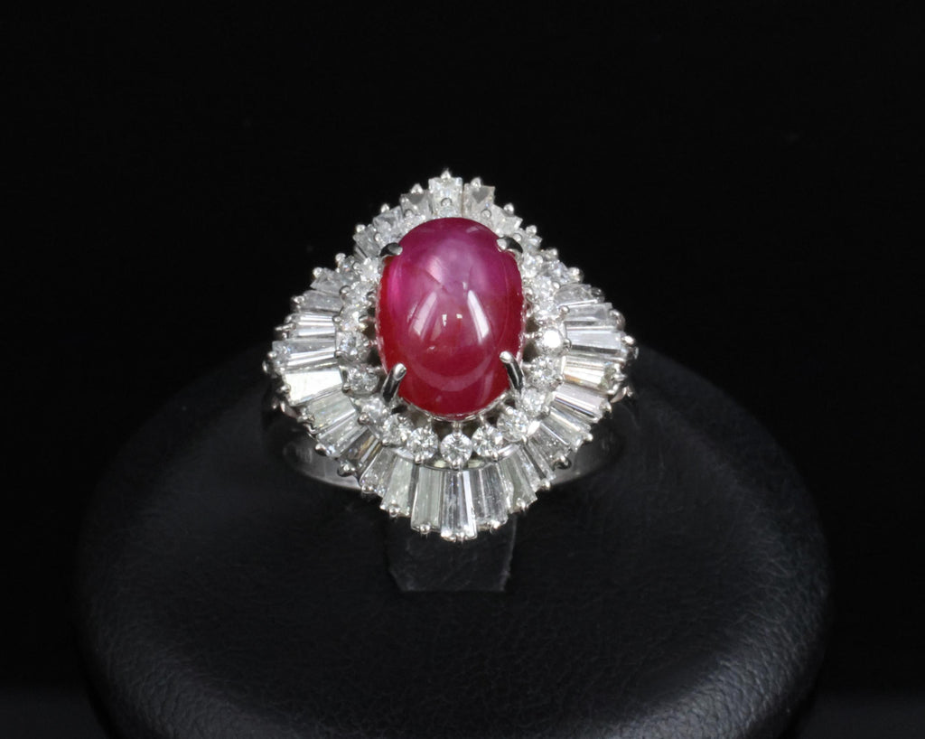 Rare 5.50ct AIGS Burma No Heat Star Ruby 1.45ct Diamond Platinum Ring Size 7.25