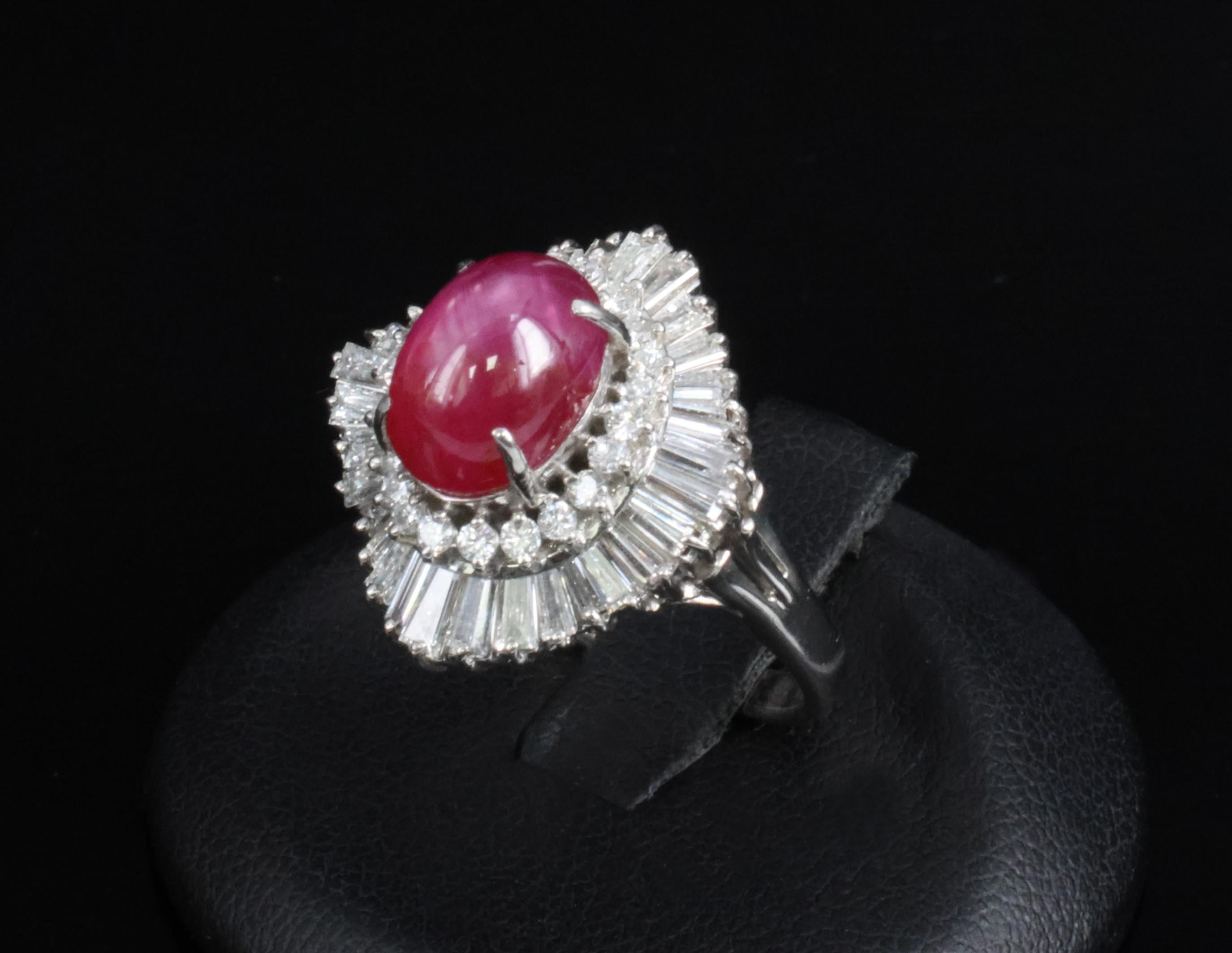 Rare 5.50ct AIGS Burma No Heat Star Ruby 1.45ct Diamond Platinum Ring Size 7.25