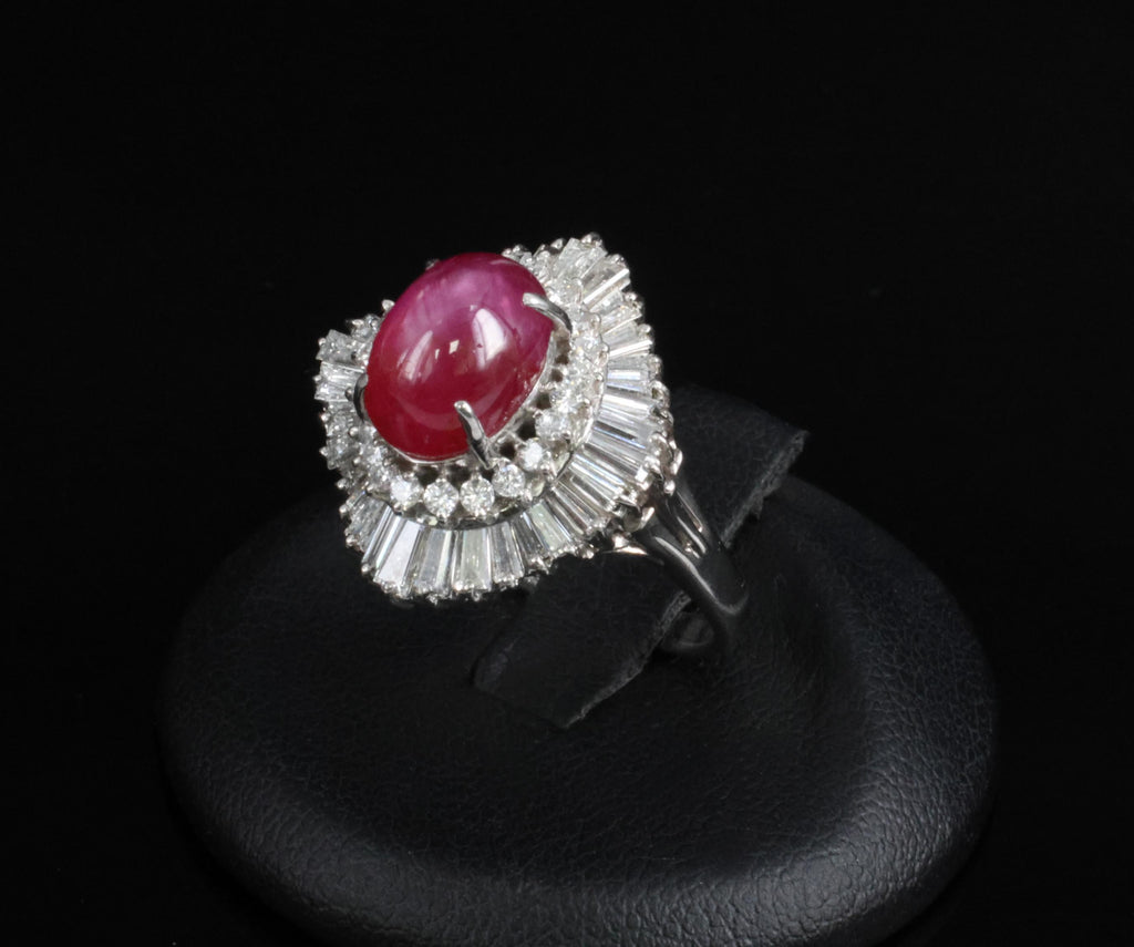 Rare 5.50ct AIGS Burma No Heat Star Ruby 1.45ct Diamond Platinum Ring Size 7.25