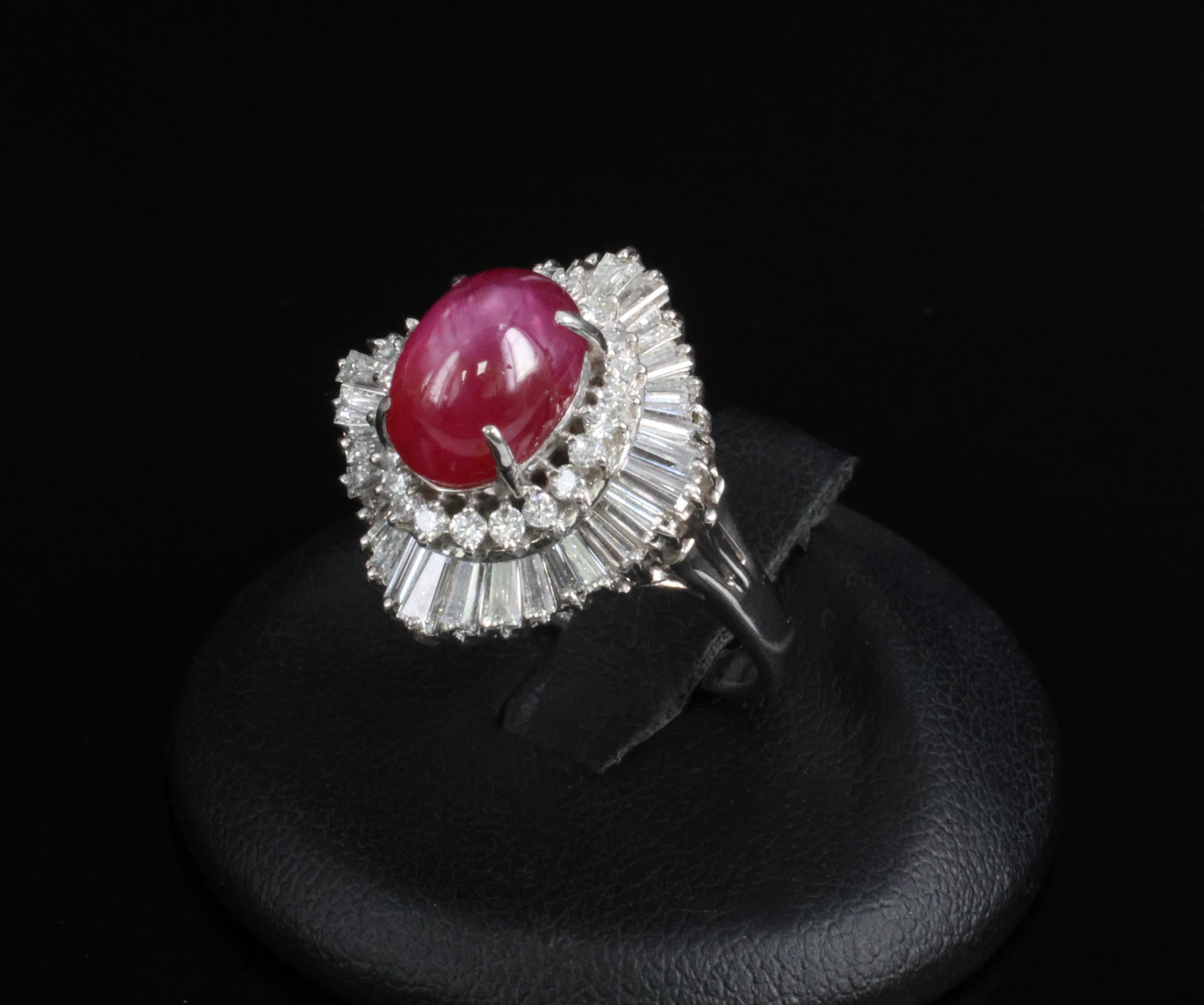 Rare 5.50ct AIGS Burma No Heat Star Ruby 1.45ct Diamond Platinum Ring Size 7.25