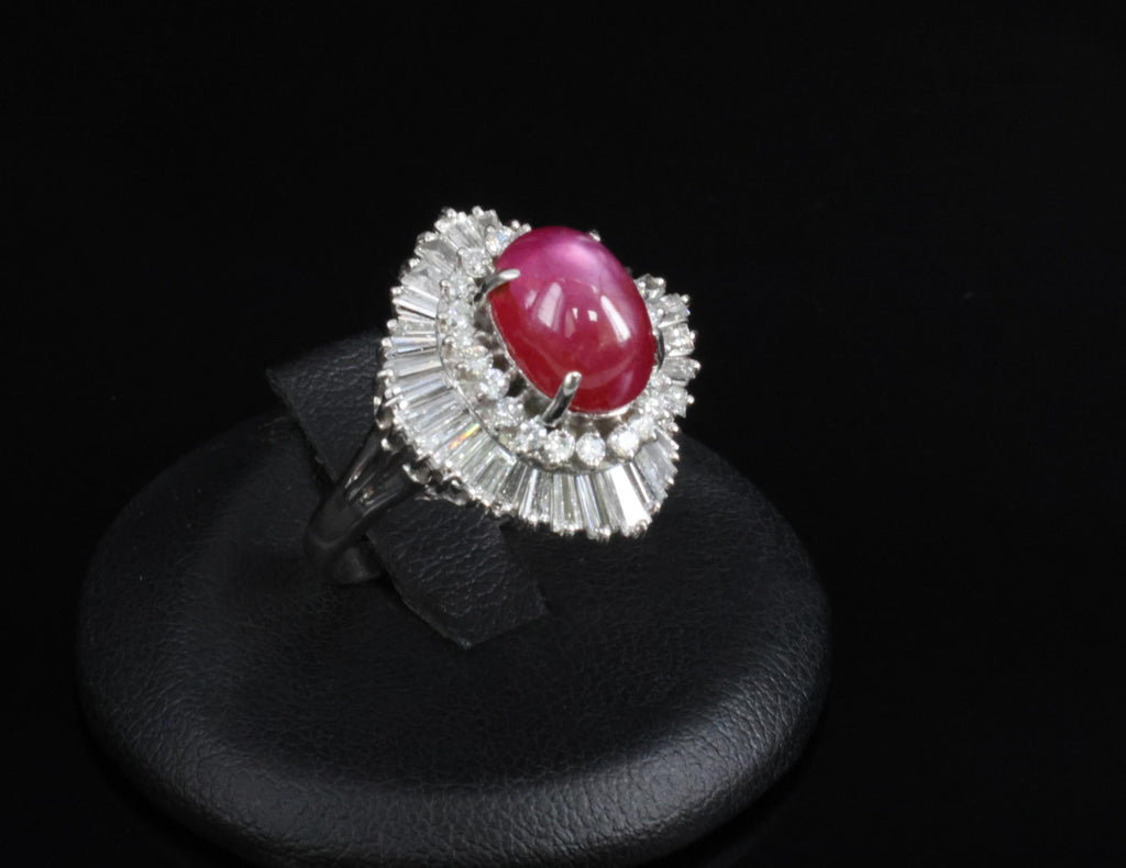 Rare 5.50ct AIGS Burma No Heat Star Ruby 1.45ct Diamond Platinum Ring Size 7.25
