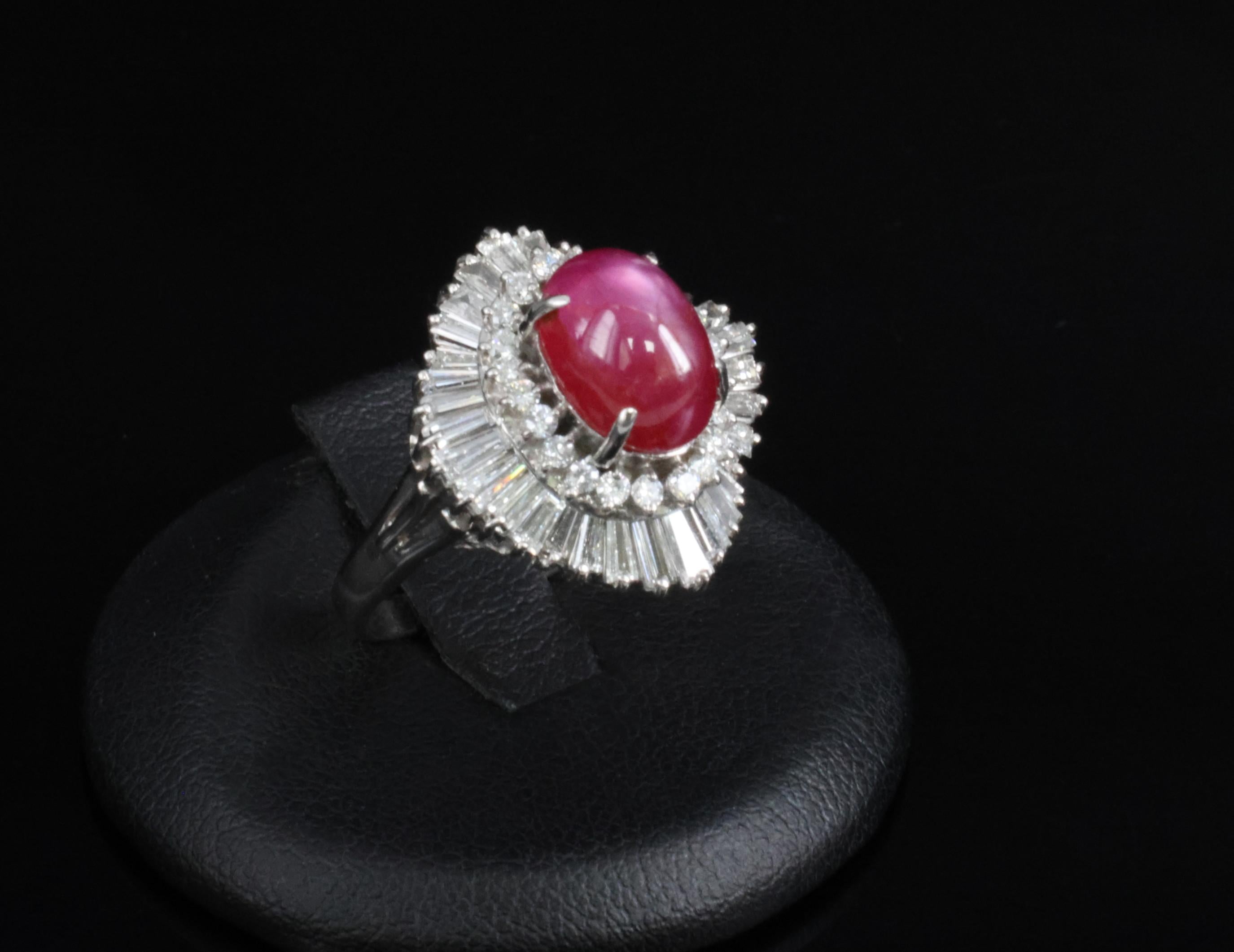 Rare 5.50ct AIGS Burma No Heat Star Ruby 1.45ct Diamond Platinum Ring Size 7.25
