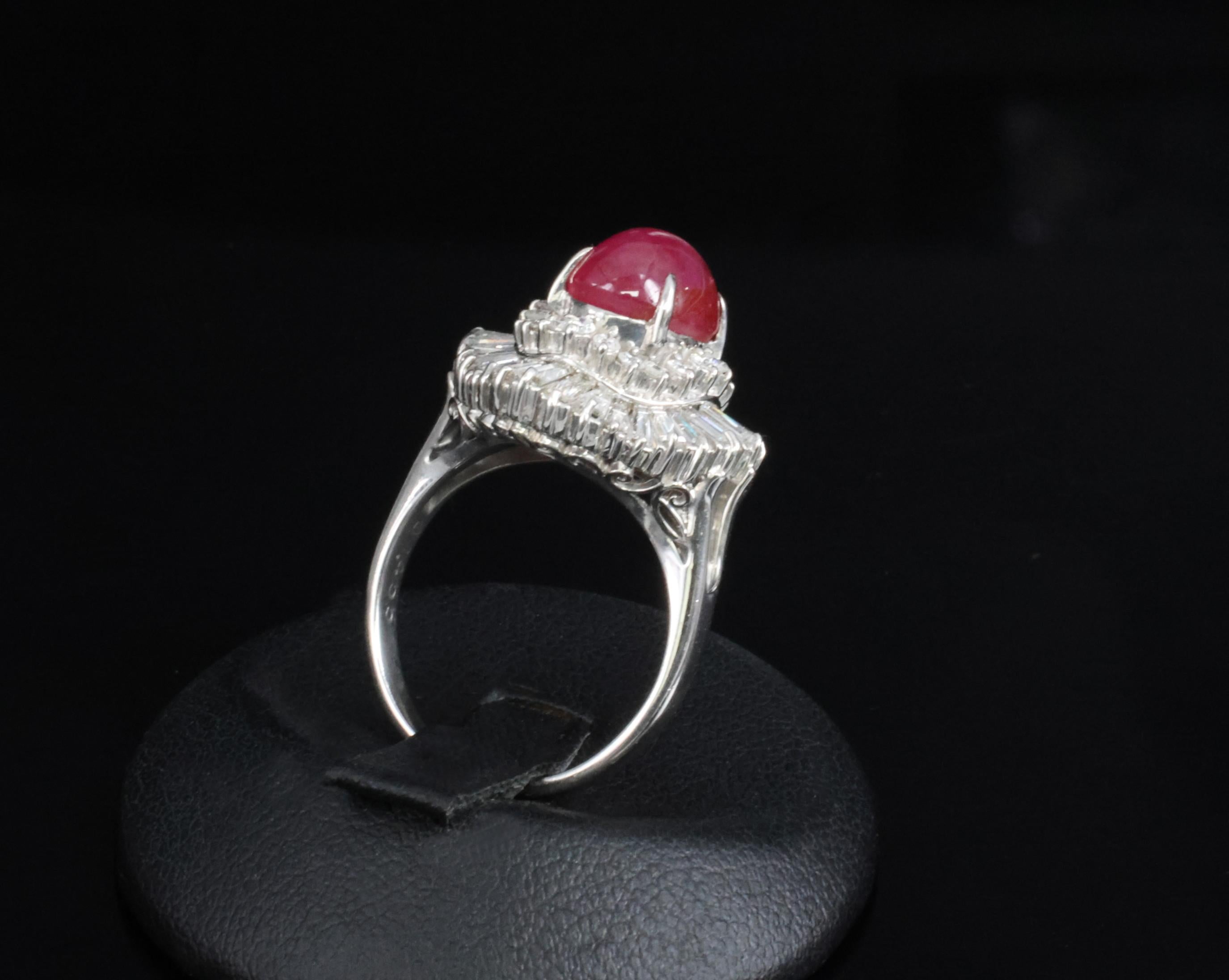 Rare 5.50ct AIGS Burma No Heat Star Ruby 1.45ct Diamond Platinum Ring Size 7.25