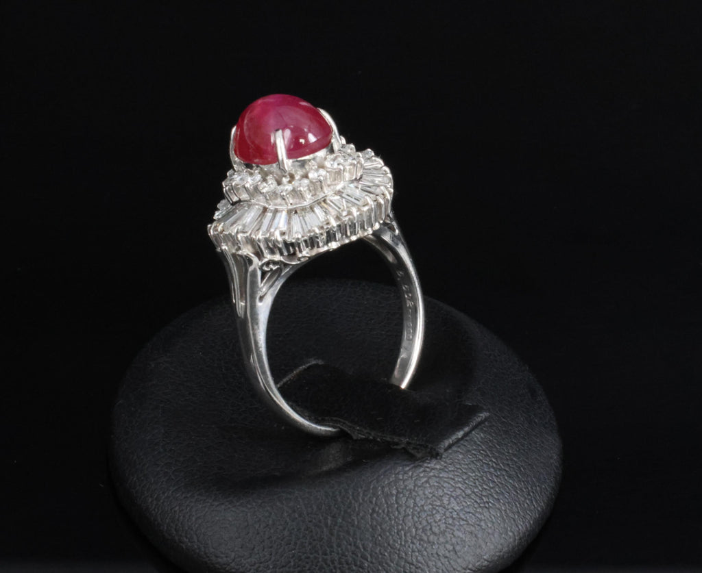 Rare 5.50ct AIGS Burma No Heat Star Ruby 1.45ct Diamond Platinum Ring Size 7.25