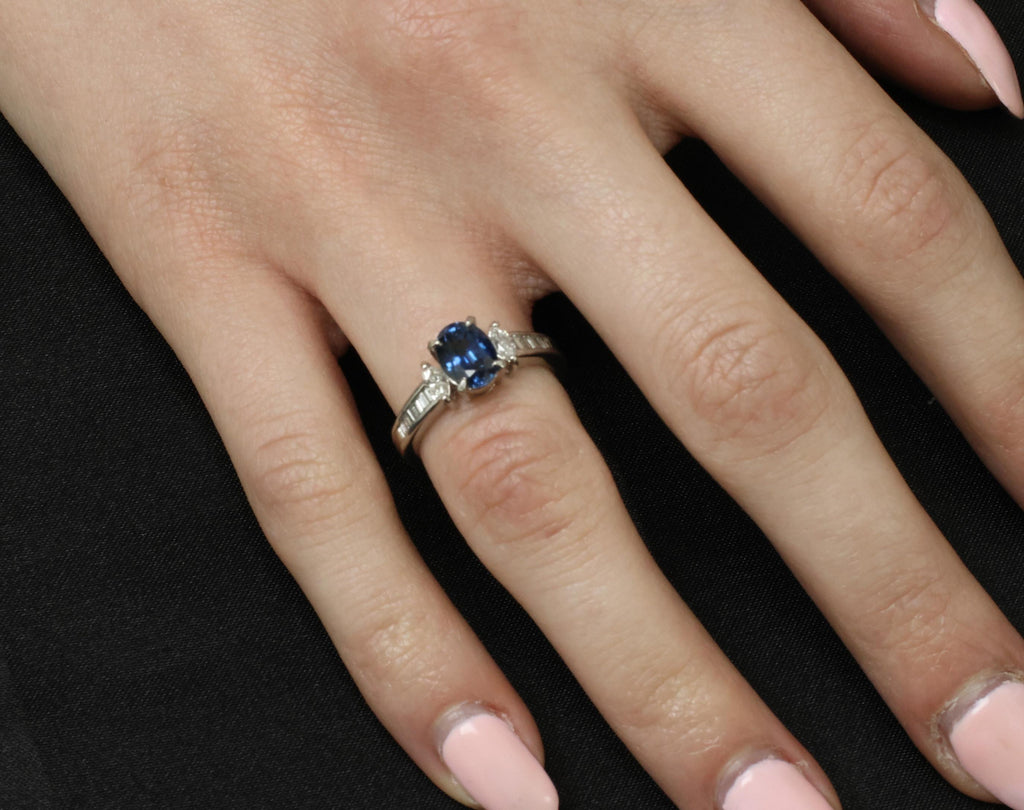 Fine 1.97ct GIA Certified Blue Sapphire & 0.50ct Diamond Platinum Ring Size 6.5