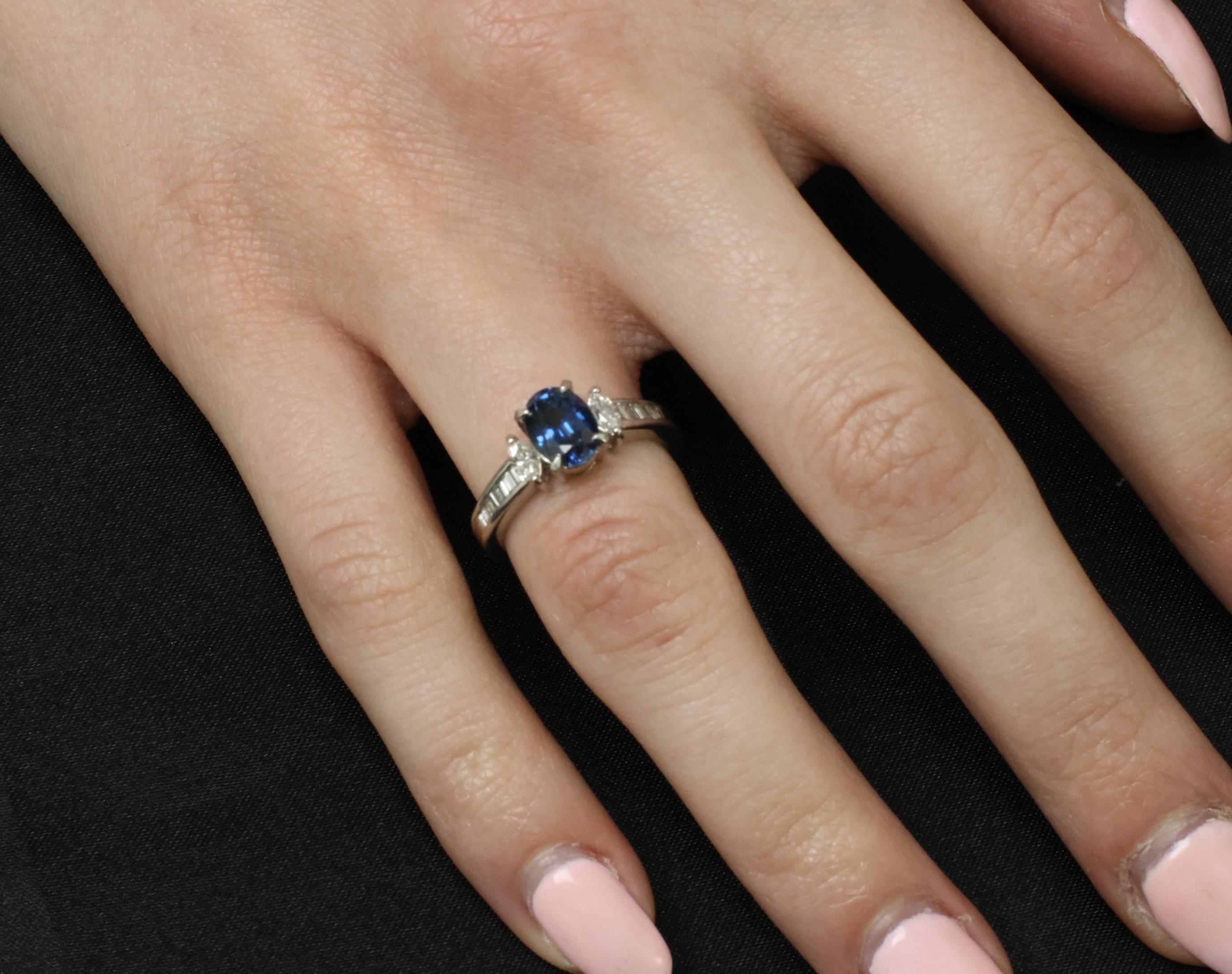 Fine 1.97ct GIA Certified Blue Sapphire & 0.50ct Diamond Platinum Ring Size 6.5