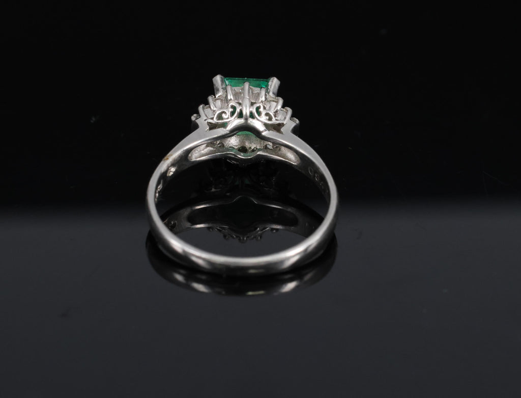 Fine 0.84ct GIA Colombian F1 Emerald & 0.30ct Diamond Platinum Ring Size 6.75
