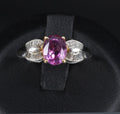 1.55ct Natural Pink Sapphire & 0.24ct Diamond Platinum 18K Gold Ring, Size 5