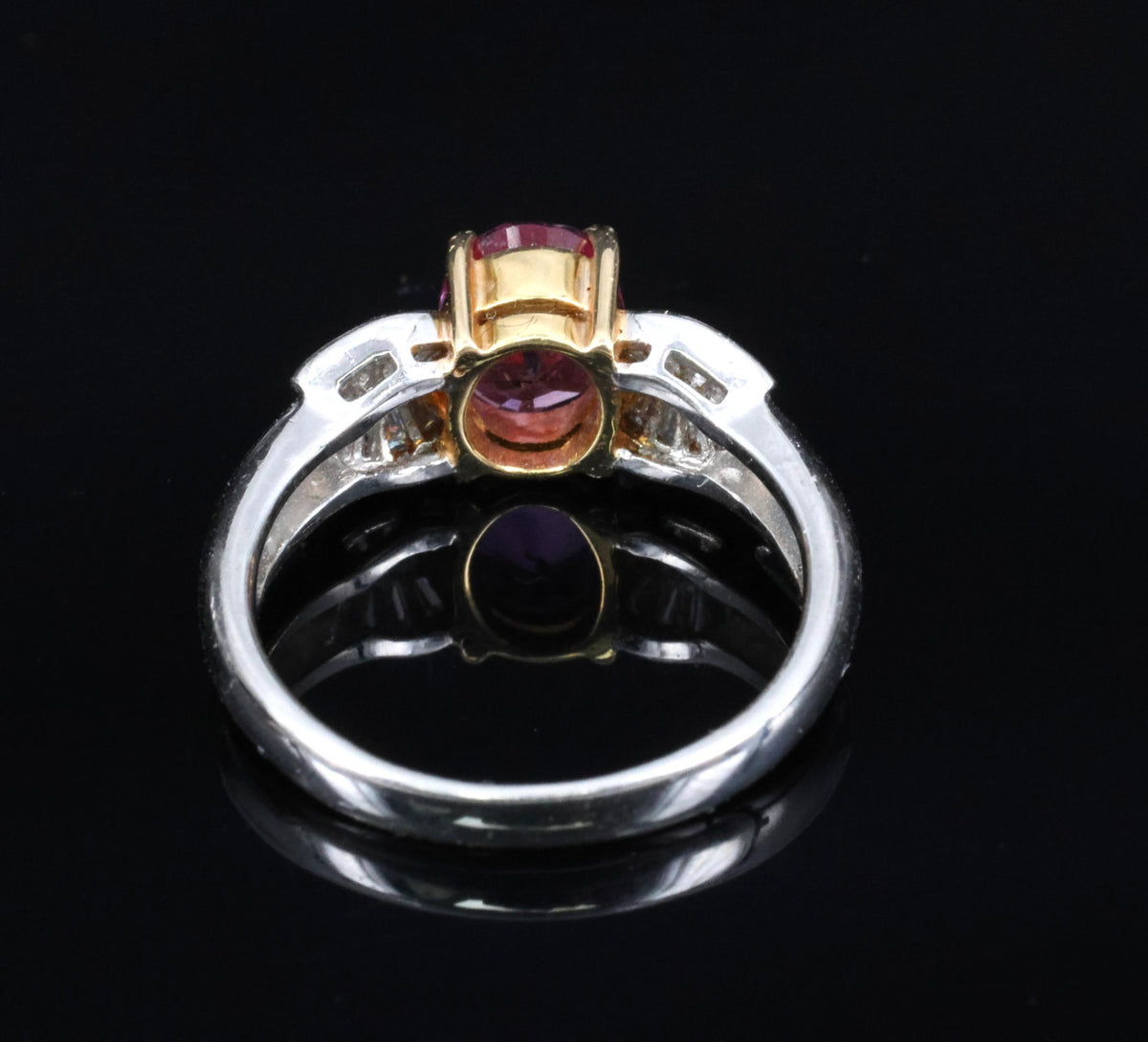 1.55ct Natural Pink Sapphire & 0.24ct Diamond Platinum 18K Gold Ring, Size 5