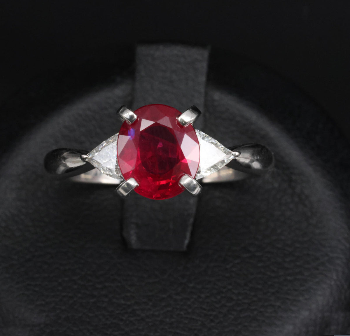 Fine 2.03ct GIA Intense Red Burma Ruby & 0.38ct Diamond Platinum Ring, Size 8.25