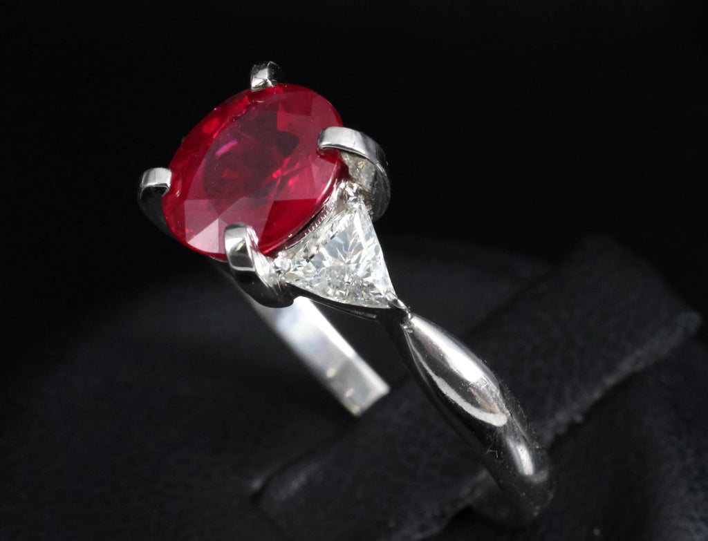 Fine 2.03ct GIA Intense Red Burma Ruby & 0.38ct Diamond Platinum Ring, Size 8.25