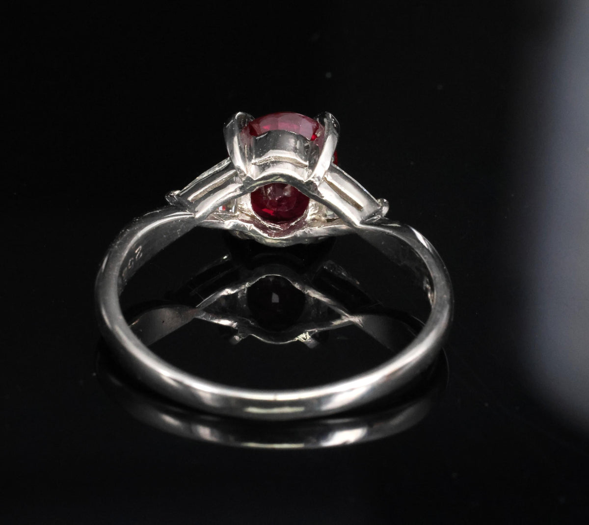 Fine 2.03ct GIA Intense Red Burma Ruby & 0.38ct Diamond Platinum Ring, Size 8.25