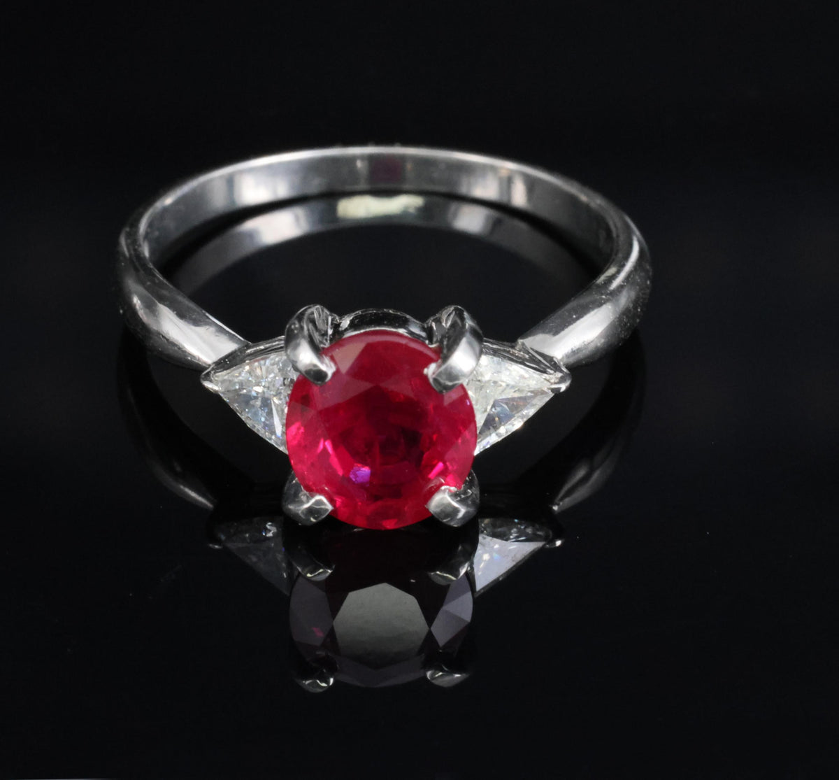 Fine 2.03ct GIA Intense Red Burma Ruby & 0.38ct Diamond Platinum Ring, Size 8.25