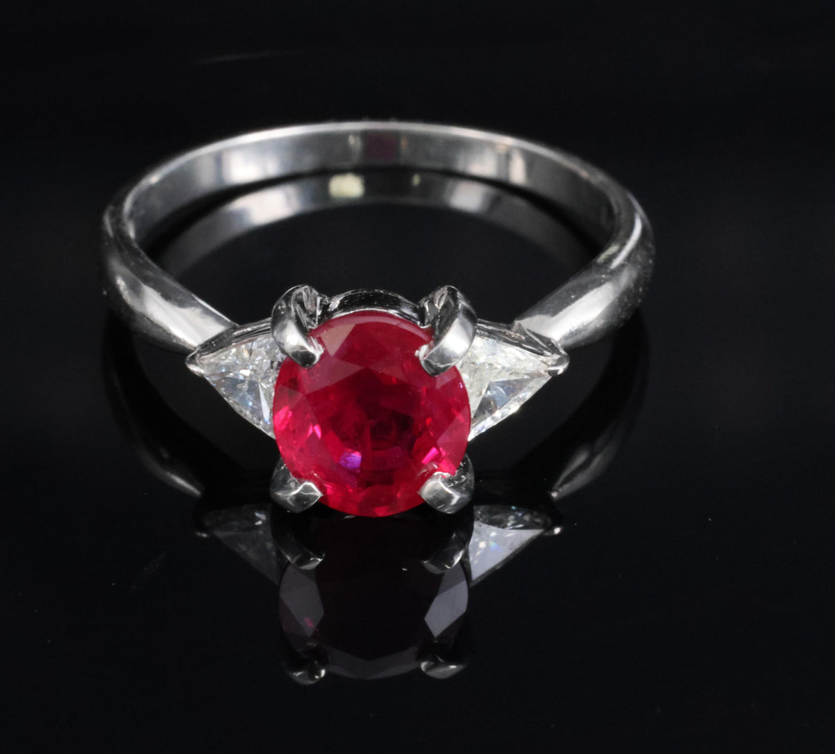 Fine 2.03ct GIA Intense Red Burma Ruby & 0.38ct Diamond Platinum Ring, Size 8.25
