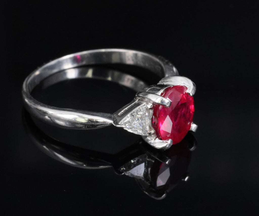 Fine 2.03ct GIA Intense Red Burma Ruby & 0.38ct Diamond Platinum Ring, Size 8.25