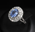 2.33ct Natural Cornflower Blue Sapphire & 1.09ct Diamond Platinum Ring, Size 7.5