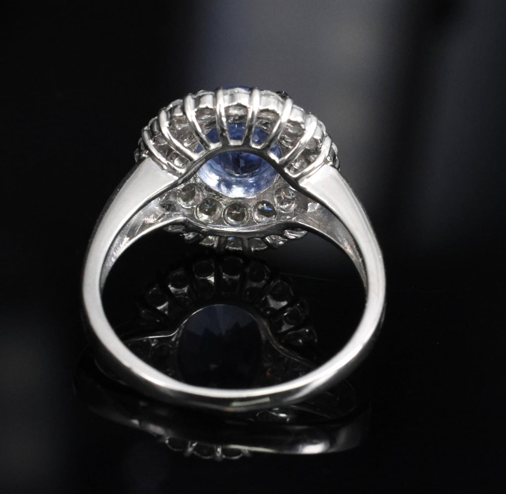 2.33ct Natural Cornflower Blue Sapphire & 1.09ct Diamond Platinum Ring, Size 7.5